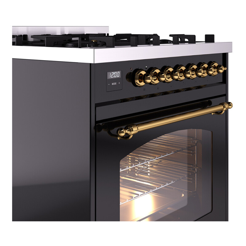 Nostalgie II 30 inch Dual Fuel Range with 5 Burners UP30NMPBKG