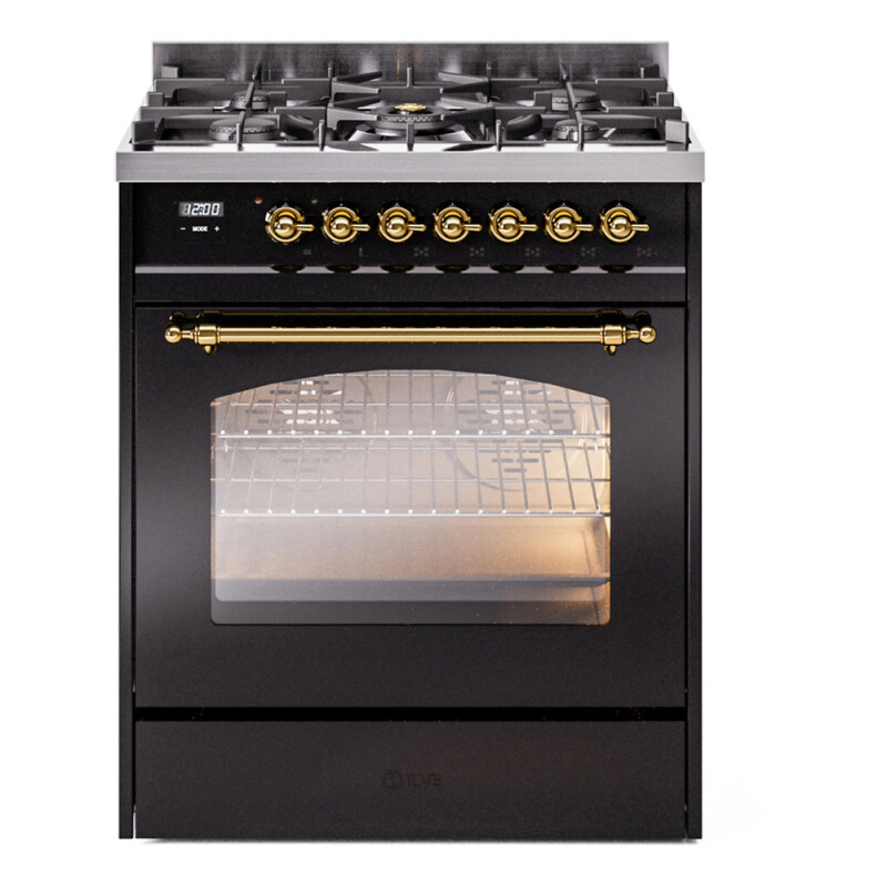 Nostalgie II 30 inch Dual Fuel Range with 5 Burners UP30NMPBKGLP