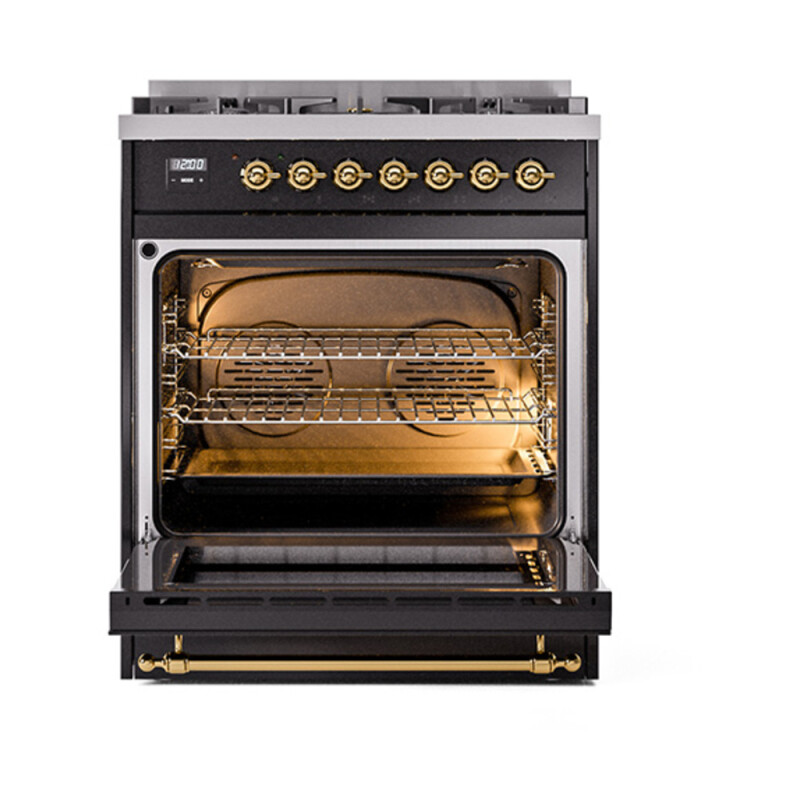 Nostalgie II 30 inch Dual Fuel Range with 5 Burners UP30NMPBKGLP