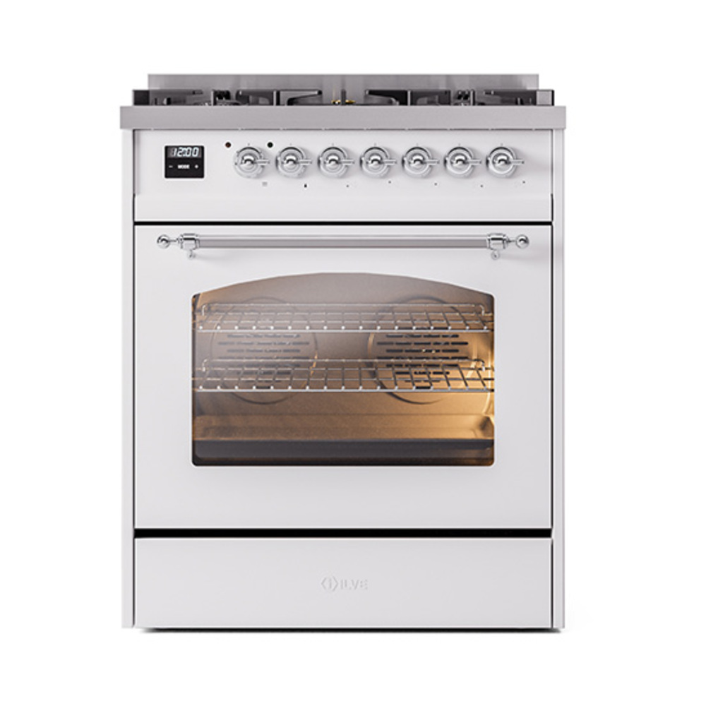 Nostalgie II 30 inch Dual Fuel Range with 5 Burners UP30NMPWHCLP