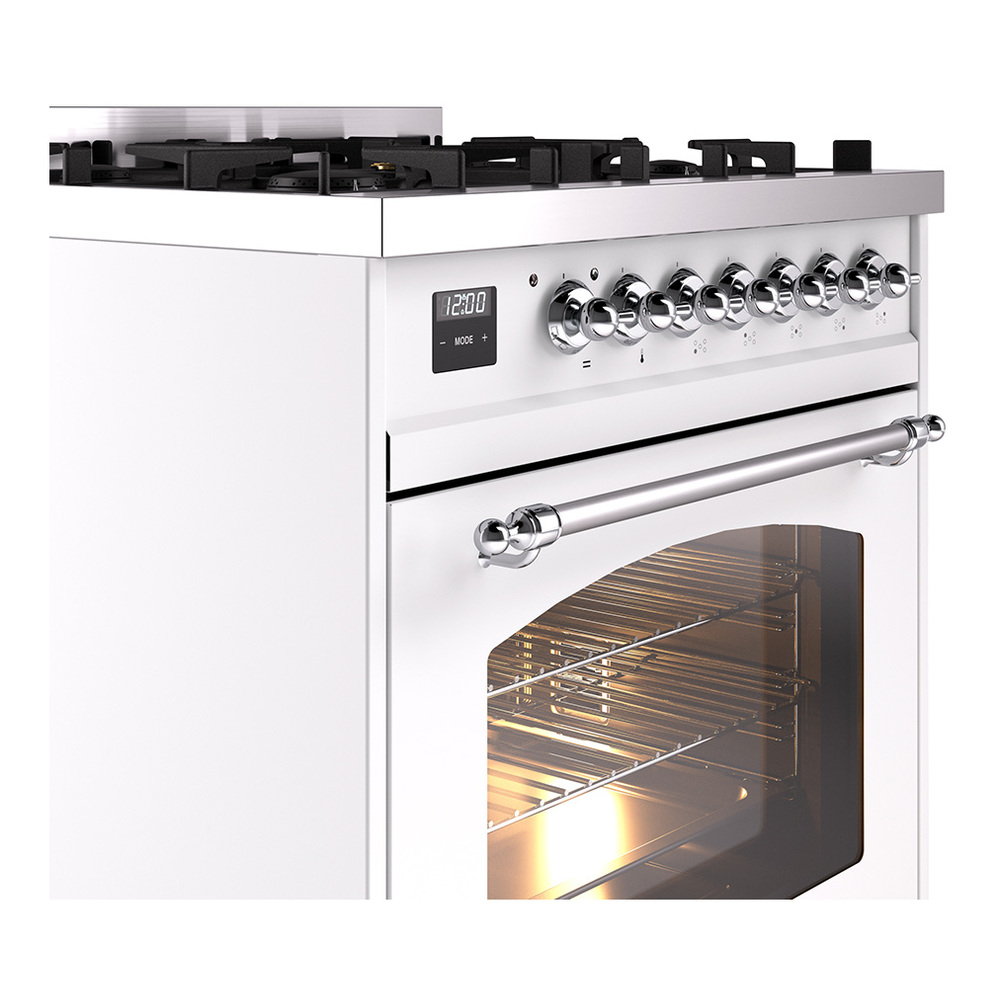 Nostalgie II 30 inch Dual Fuel Range with 5 Burners UP30NMPWHCLP