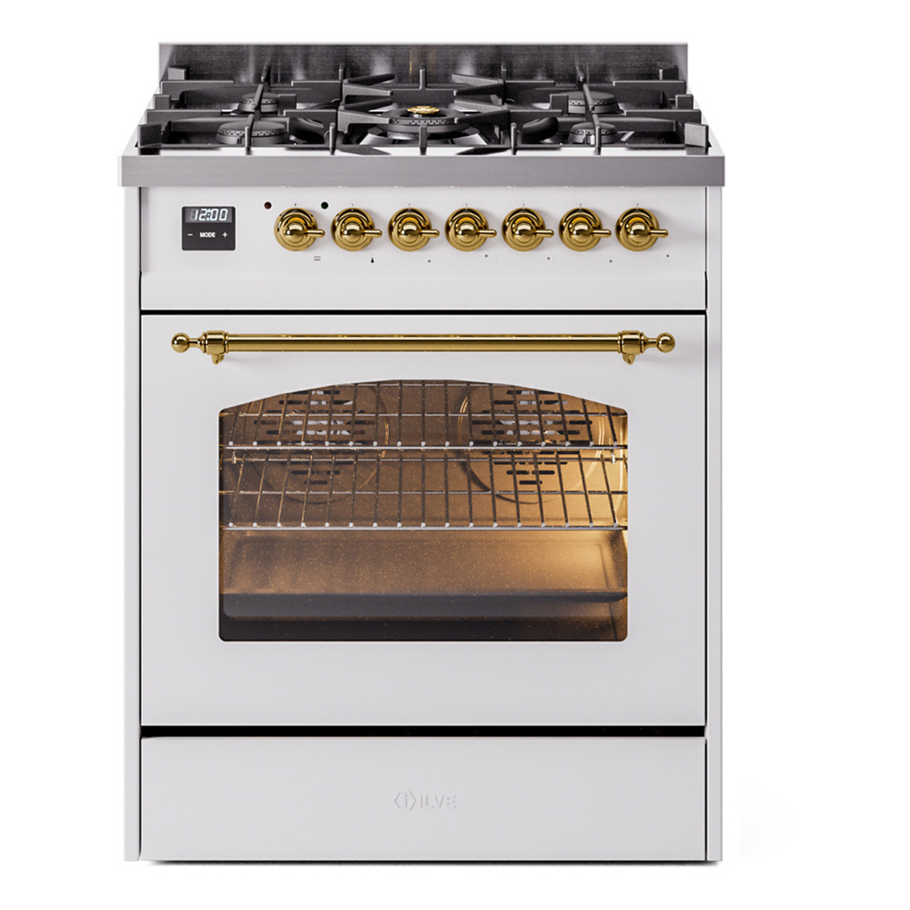 Nostalgie II 30 inch Dual Fuel Range with 5 Burners UP30NMPWHGLP