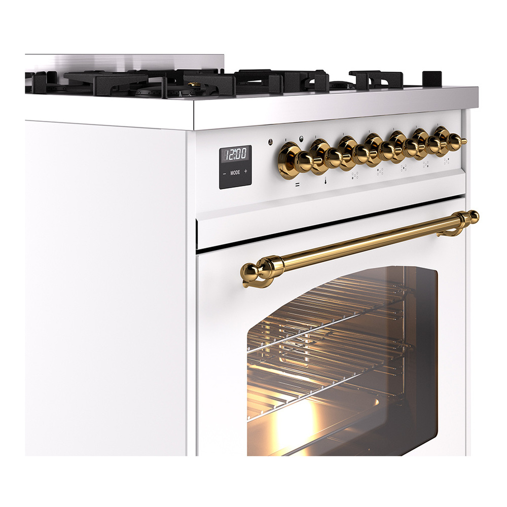 Nostalgie II 30 inch Dual Fuel Range with 5 Burners UP30NMPWHGLP