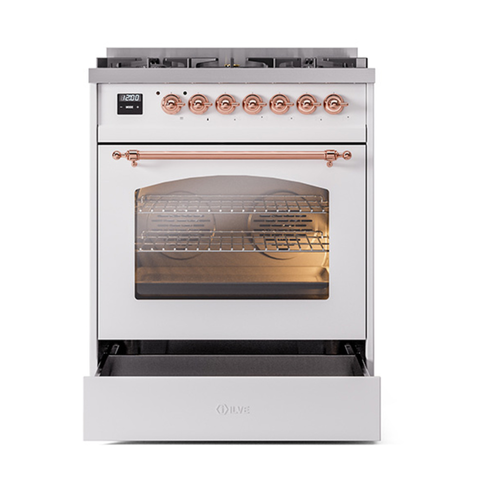 Nostalgie II 30 inch Dual Fuel Range with 5 Burners UP30NMPWHP