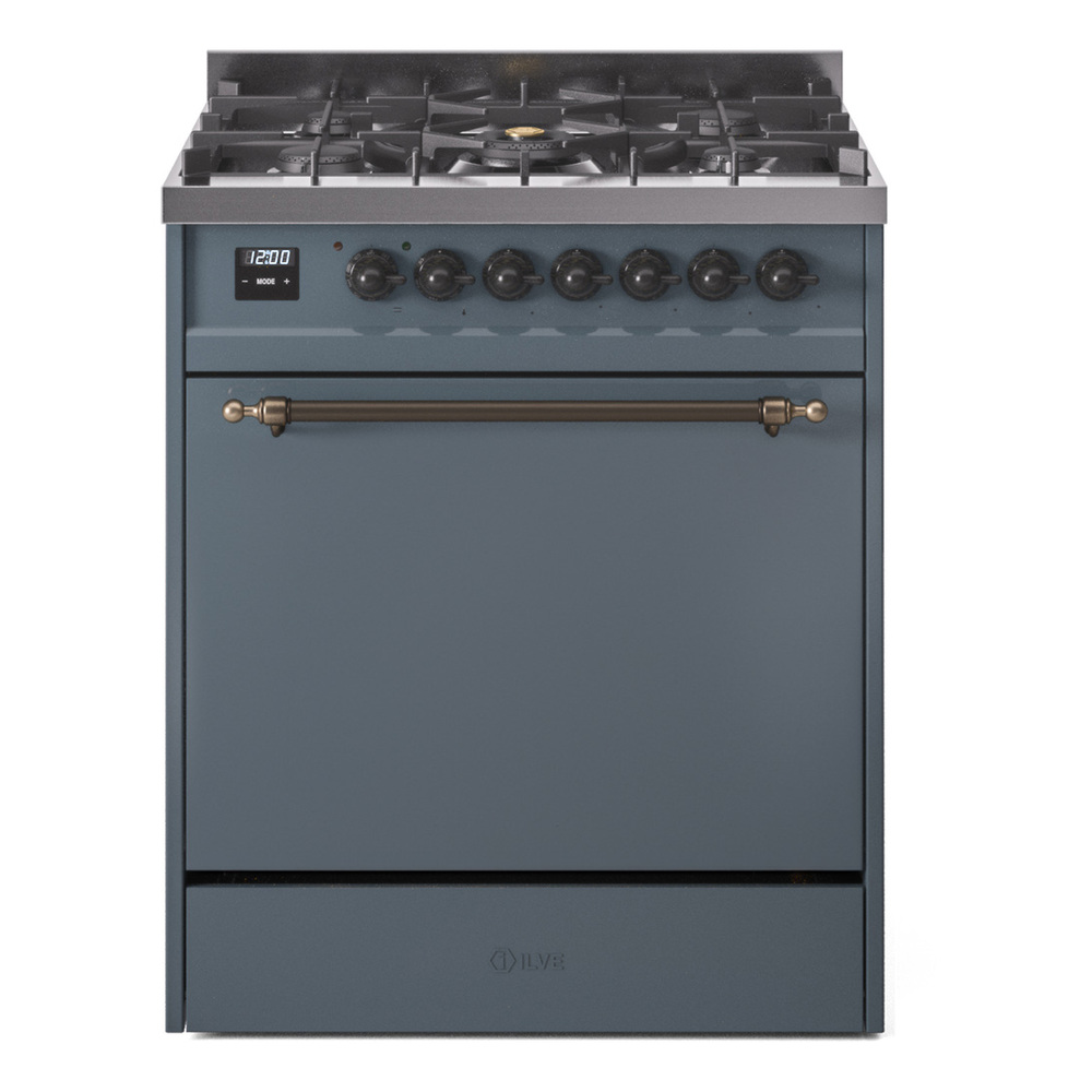 Nostalgie II 30 UP30QNMPBGB Freestanding Dual Fuel Range with 5 Sealed Burners Single Oven with Solid Door with Bronze knobs UP30QNMPBGB