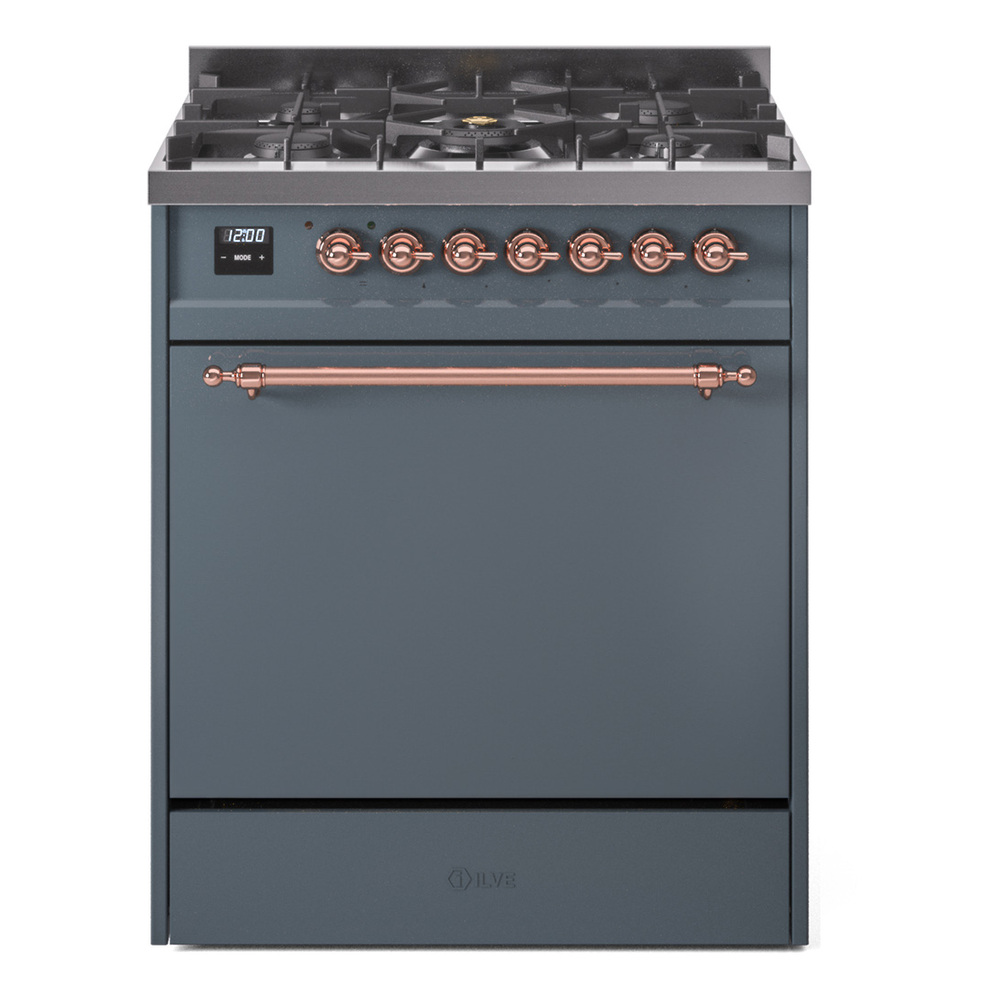 Nostalgie II 30 UP30QNMPBGP Freestanding Dual Fuel Range with 5 Sealed Burners Single Oven with Solid Door with Copper knobs UP30QNMPBGP