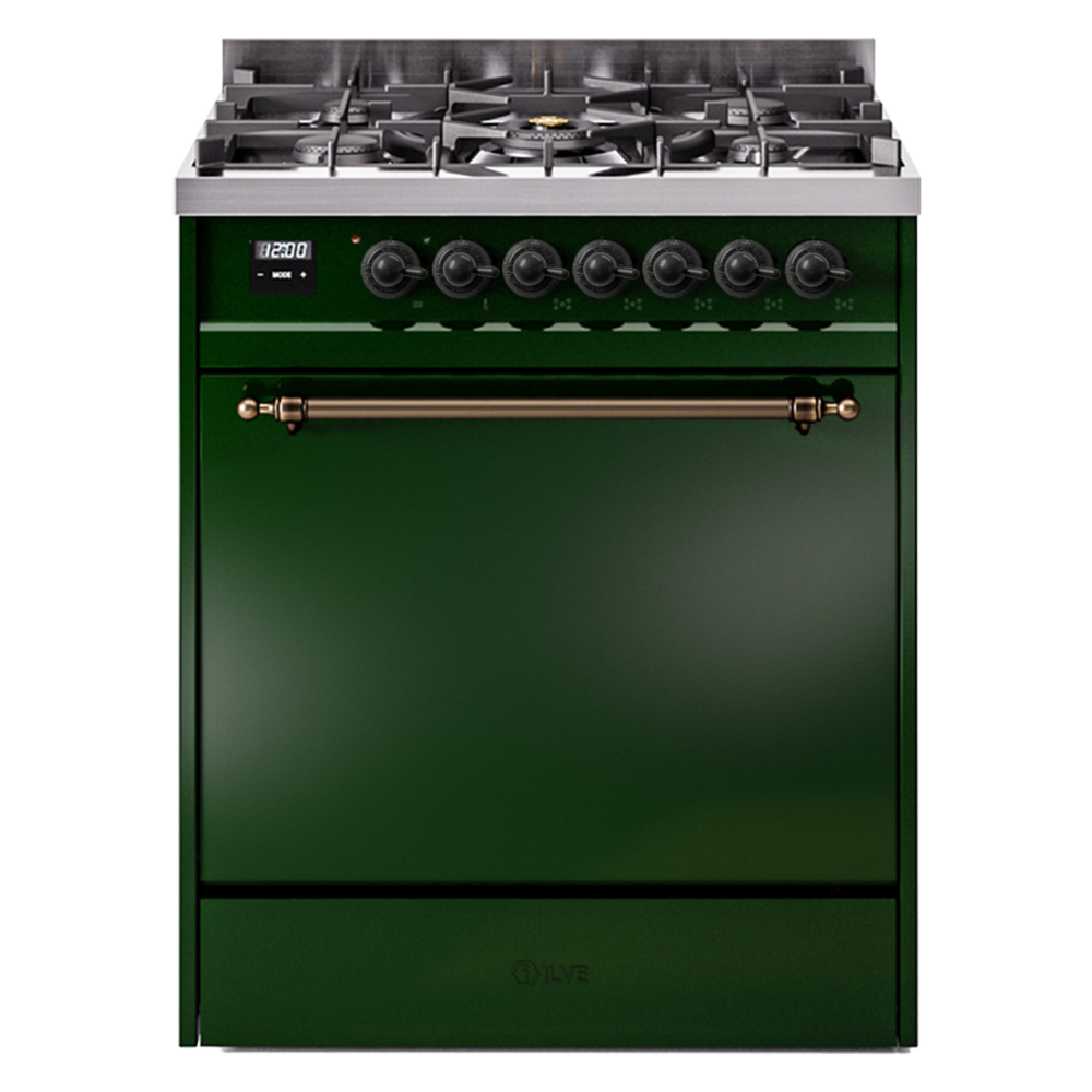 Nostalgie II 30 UP30QNMPEGB Freestanding Dual Fuel Range with 5 Sealed Burners Single Oven with Solid Door with Bronze knobs UP30QNMPEGB
