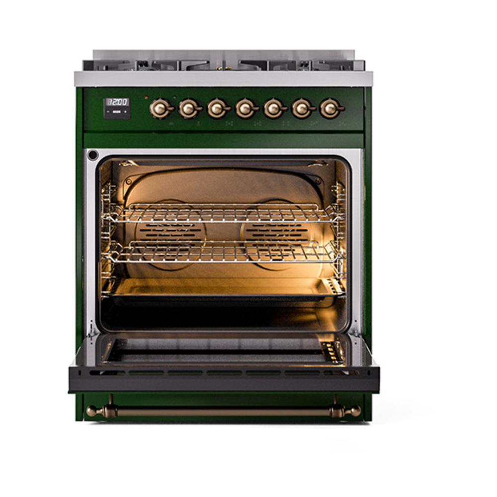 Nostalgie II 30 UP30QNMPEGC Freestanding Dual Fuel Range with 5 Sealed Burners Single Oven with Solid Door with Chrome knobs UP30QNMPEGC