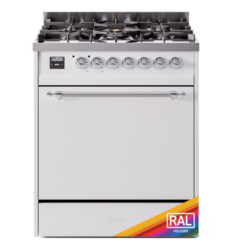 Nostalgie II 30 UP30QNMPRAC Freestanding Dual Fuel Range with 5 Sealed Burners Single Oven with Solid Door with Chrome knobs UP30QNMPRAC