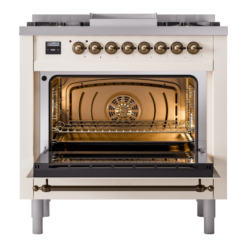 Nostalgie II 36 inch Dual Fuel Range with 6 Burners and Griddle UP36FNMPAWB