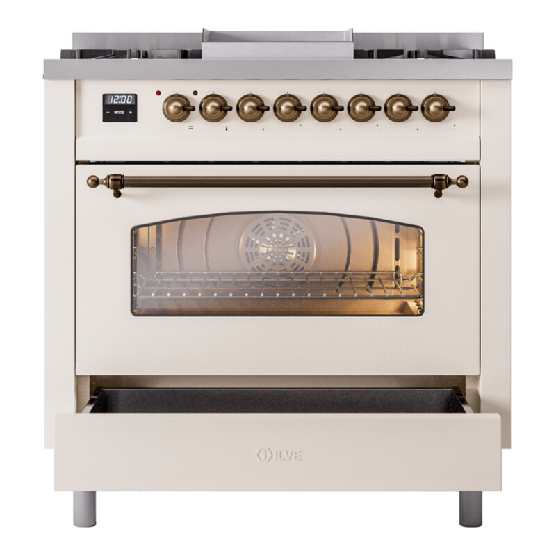 Nostalgie II 36 inch Dual Fuel Range with 6 Burners and Griddle UP36FNMPAWB