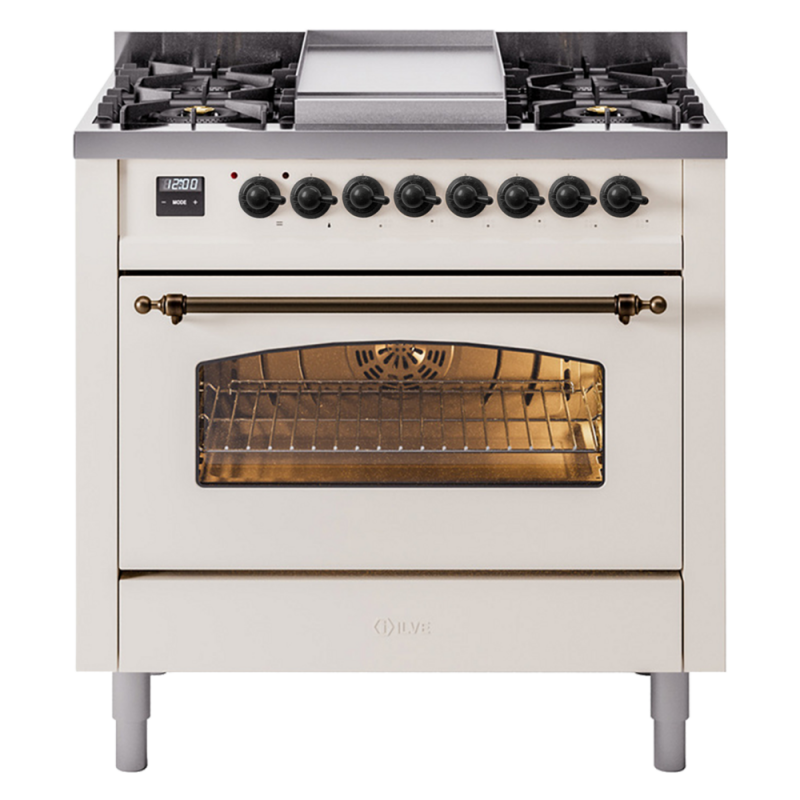 Nostalgie II 36 inch Dual Fuel Range with 6 Burners and Griddle UP36FNMPAWBLP