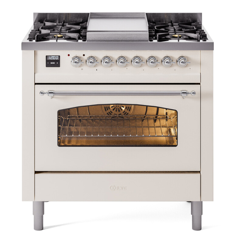 Nostalgie II 36 inch Dual Fuel Range with 6 Burners and Griddle UP36FNMPAWC