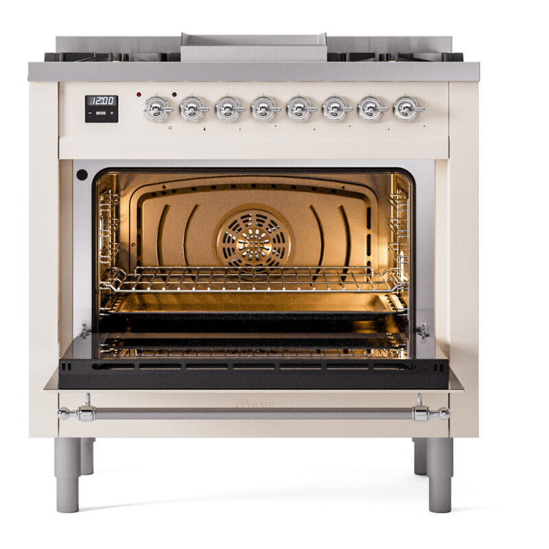 Nostalgie II 36 inch Dual Fuel Range with 6 Burners and Griddle UP36FNMPAWC