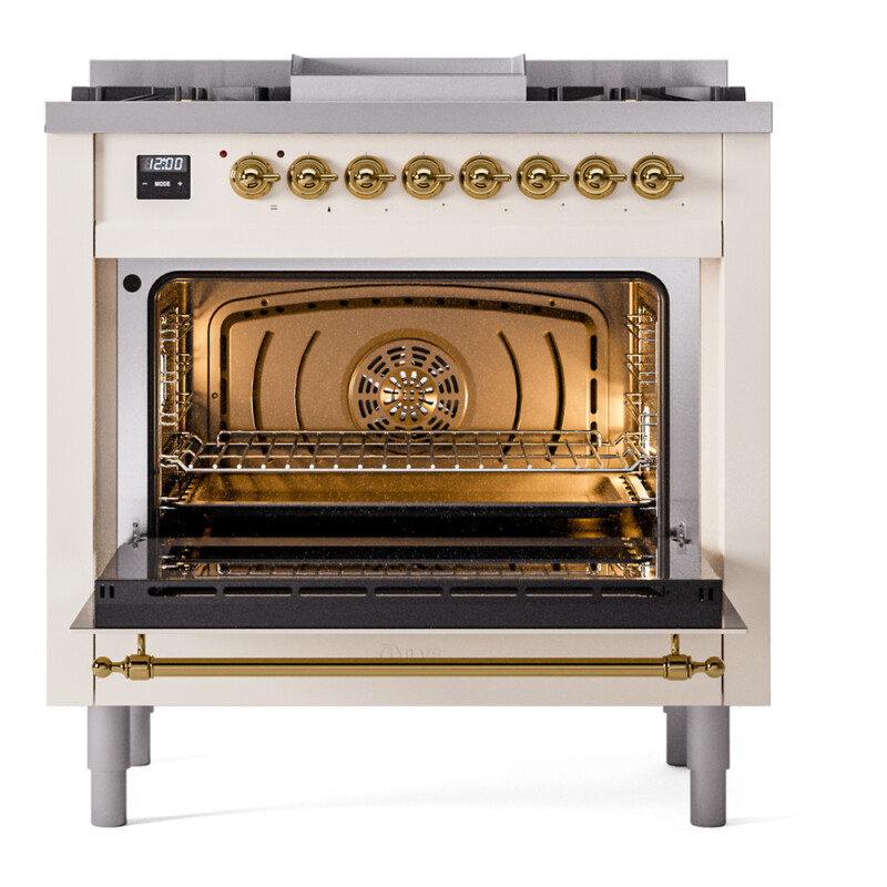 Nostalgie II 36 inch Dual Fuel Range with 6 Burners and Griddle UP36FNMPAWG