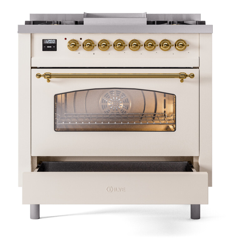 Nostalgie II 36 inch Dual Fuel Range with 6 Burners and Griddle UP36FNMPAWG