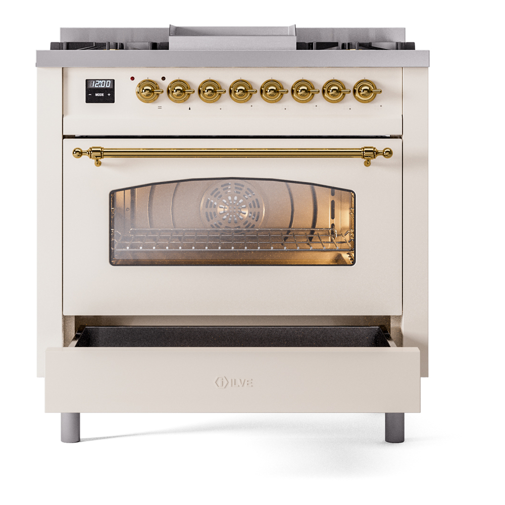 Nostalgie II 36 inch Dual Fuel Range with 6 Burners and Griddle UP36FNMPAWGLP
