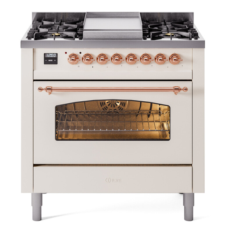 Nostalgie II 36 inch Dual Fuel Range with 6 Burners and Griddle UP36FNMPAWPLP