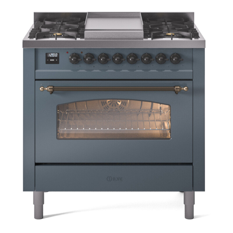 Nostalgie II 36 inch Dual Fuel Range with 6 Burners and Griddle UP36FNMPBGBLP