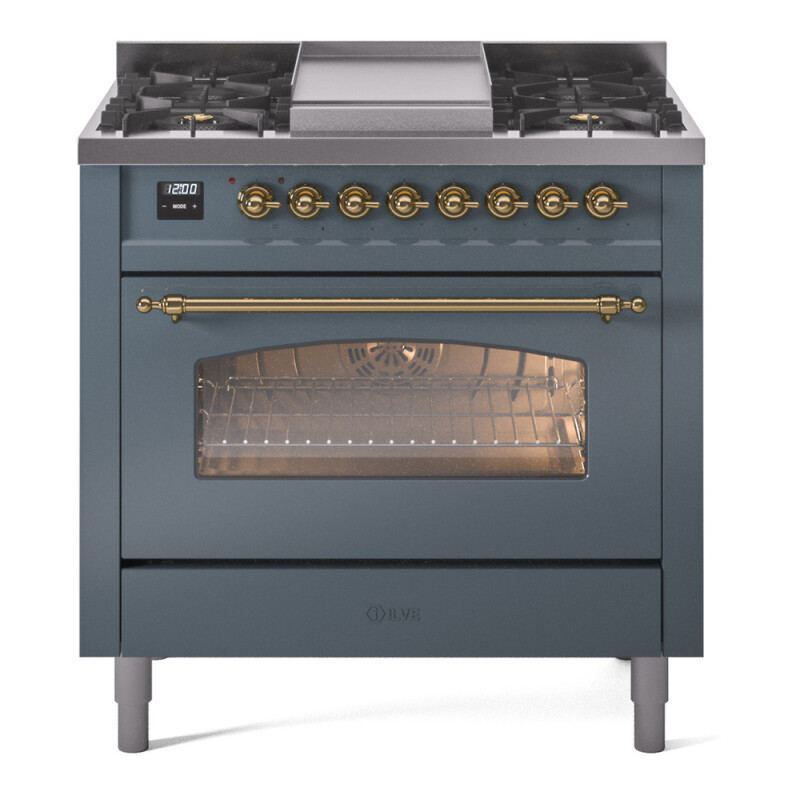 Nostalgie II 36 inch Dual Fuel Range with 6 Burners and Griddle UP36FNMPBGGLP