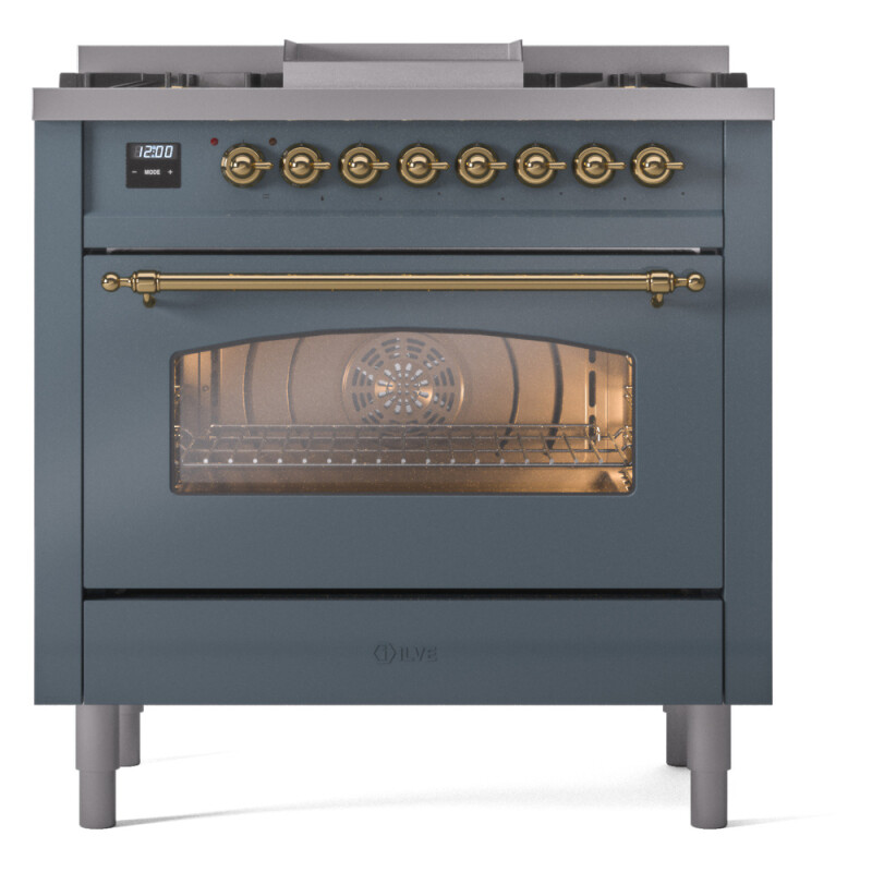 Nostalgie II 36 inch Dual Fuel Range with 6 Burners and Griddle UP36FNMPBGGLP