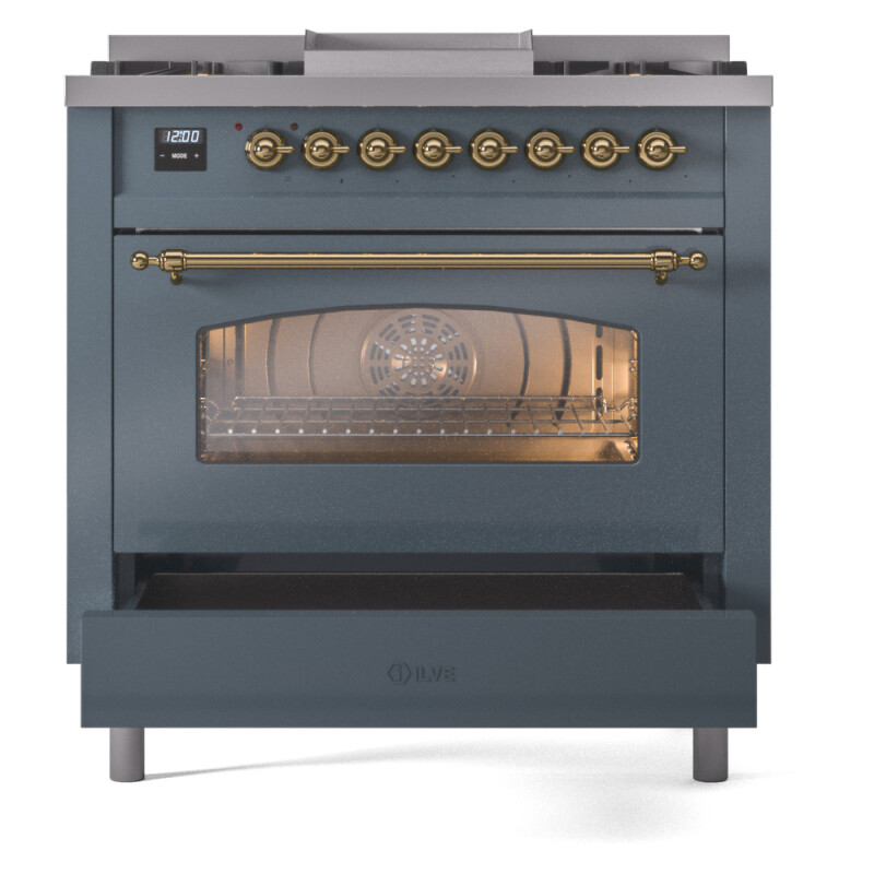 Nostalgie II 36 inch Dual Fuel Range with 6 Burners and Griddle UP36FNMPBGGLP