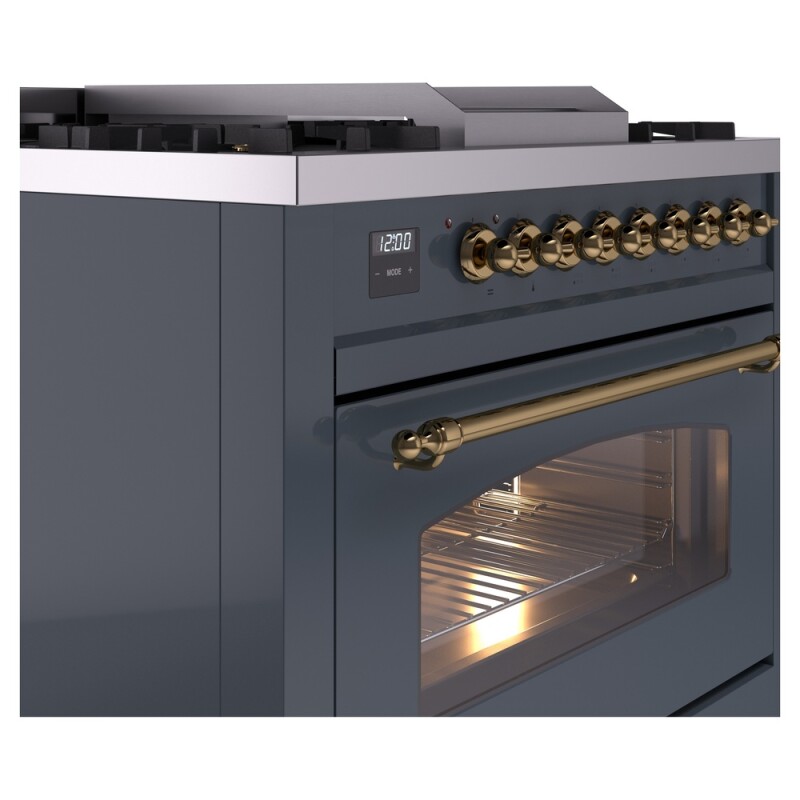 Nostalgie II 36 inch Dual Fuel Range with 6 Burners and Griddle UP36FNMPBGGLP