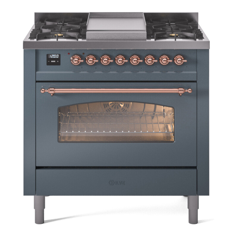 Nostalgie II 36 inch Dual Fuel Range with 6 Burners and Griddle UP36FNMPBGPLP