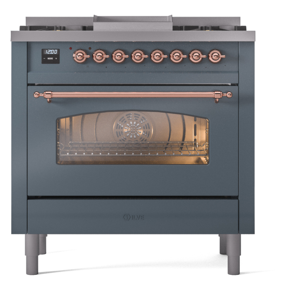 Nostalgie II 36 inch Dual Fuel Range with 6 Burners and Griddle UP36FNMPBGPLP
