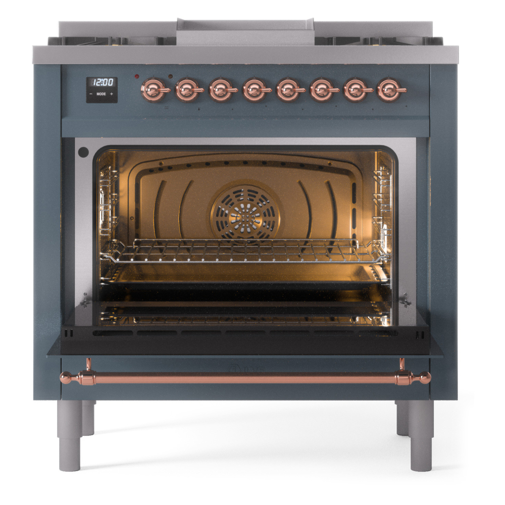 Nostalgie II 36 inch Dual Fuel Range with 6 Burners and Griddle UP36FNMPBGPLP