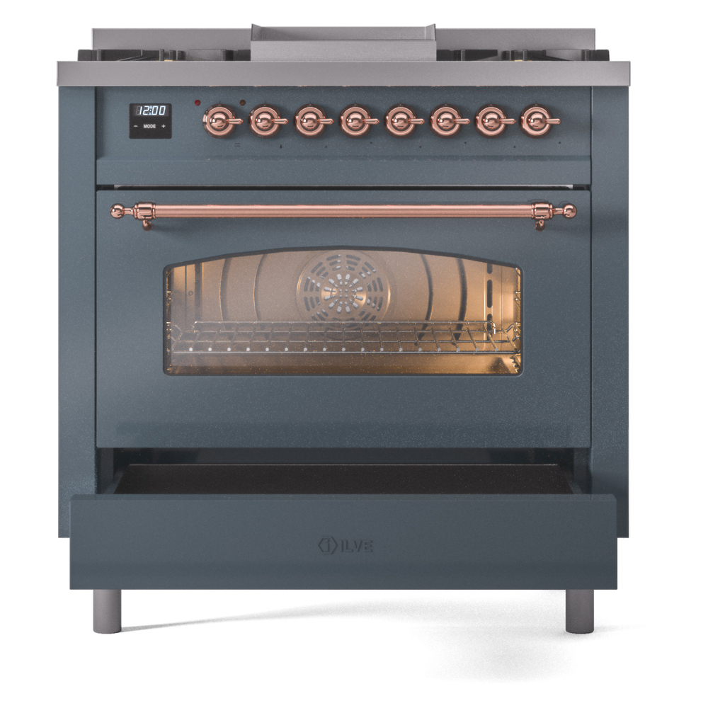 Nostalgie II 36 inch Dual Fuel Range with 6 Burners and Griddle UP36FNMPBGPLP