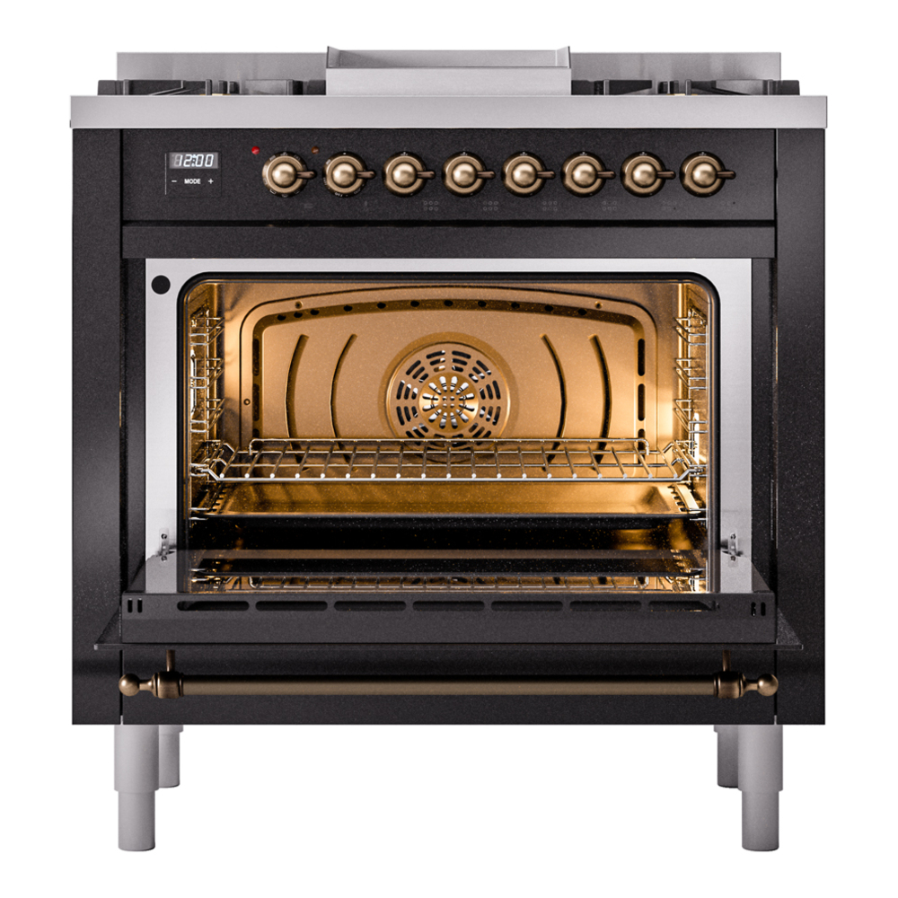 Nostalgie II 36 inch Dual Fuel Range with 6 Burners and Griddle UP36FNMPBKBLP