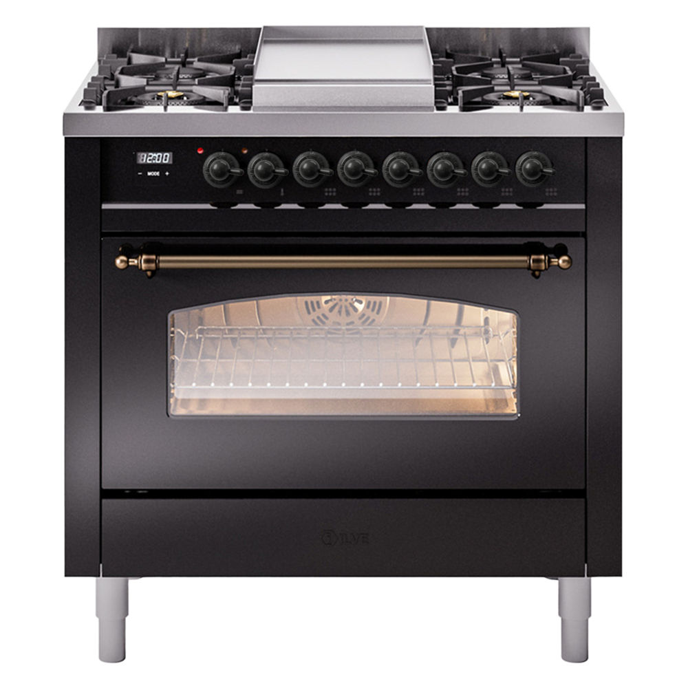 Nostalgie II 36 inch Dual Fuel Range with 6 Burners and Griddle UP36FNMPBKB