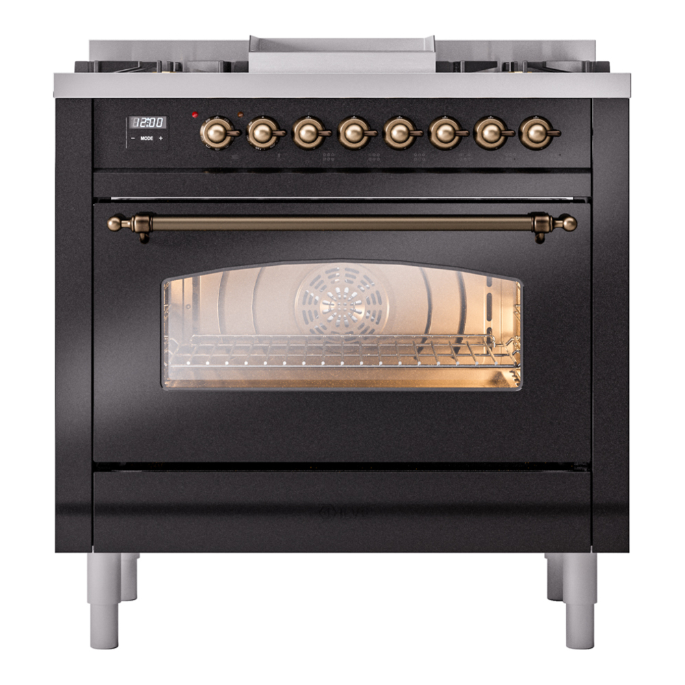 Nostalgie II 36 inch Dual Fuel Range with 6 Burners and Griddle UP36FNMPBKB