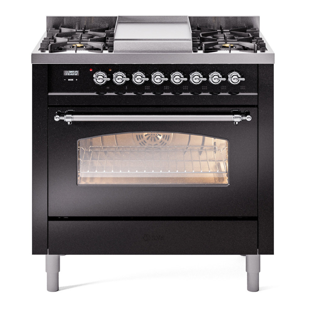 Nostalgie II 36 inch Dual Fuel Range with 6 Burners and Griddle UP36FNMPBKC