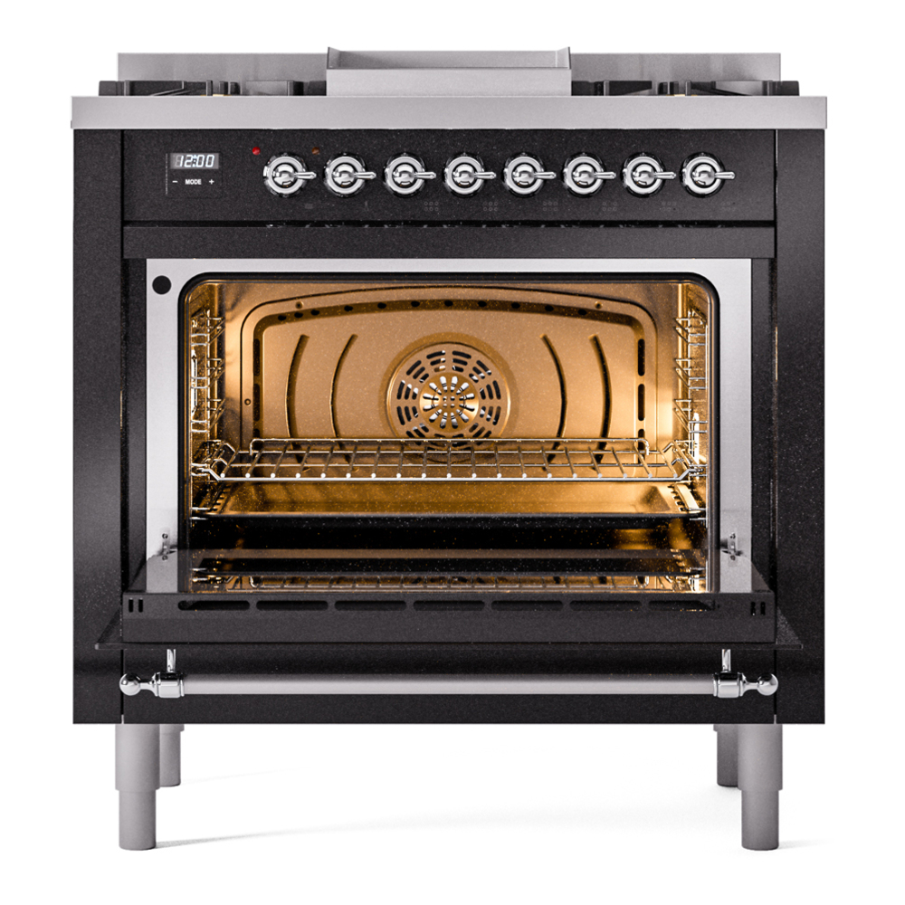 Nostalgie II 36 inch Dual Fuel Range with 6 Burners and Griddle UP36FNMPBKC