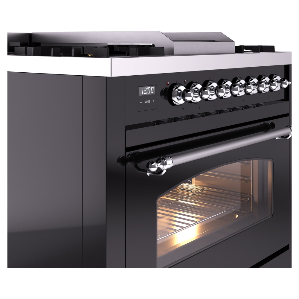 Nostalgie II 36 inch Dual Fuel Range with 6 Burners and Griddle UP36FNMPBKC