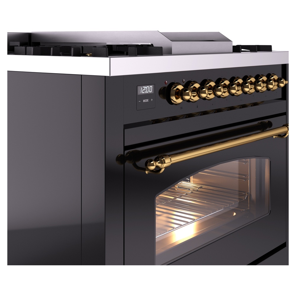 Nostalgie II 36 inch Dual Fuel Range with 6 Burners and Griddle UP36FNMPBKG