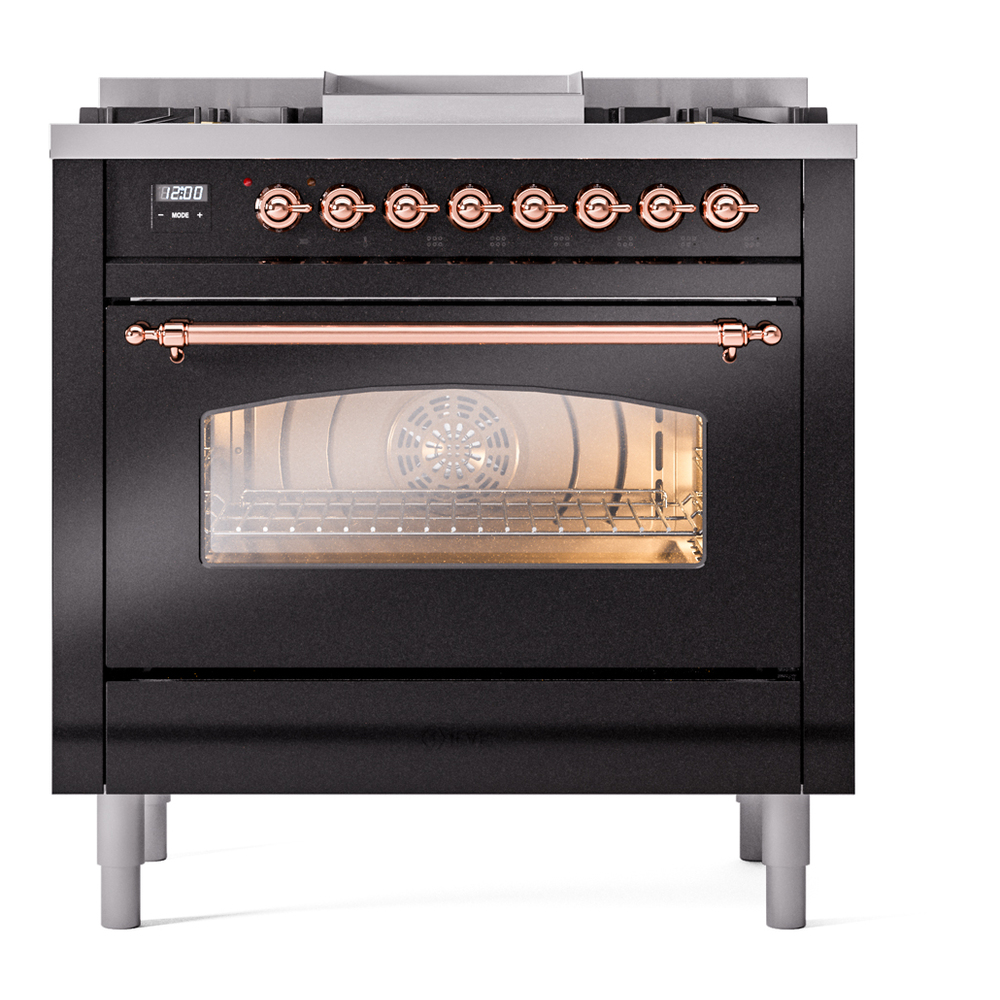 Nostalgie II 36 inch Dual Fuel Range with 6 Burners and Griddle UP36FNMPBKP