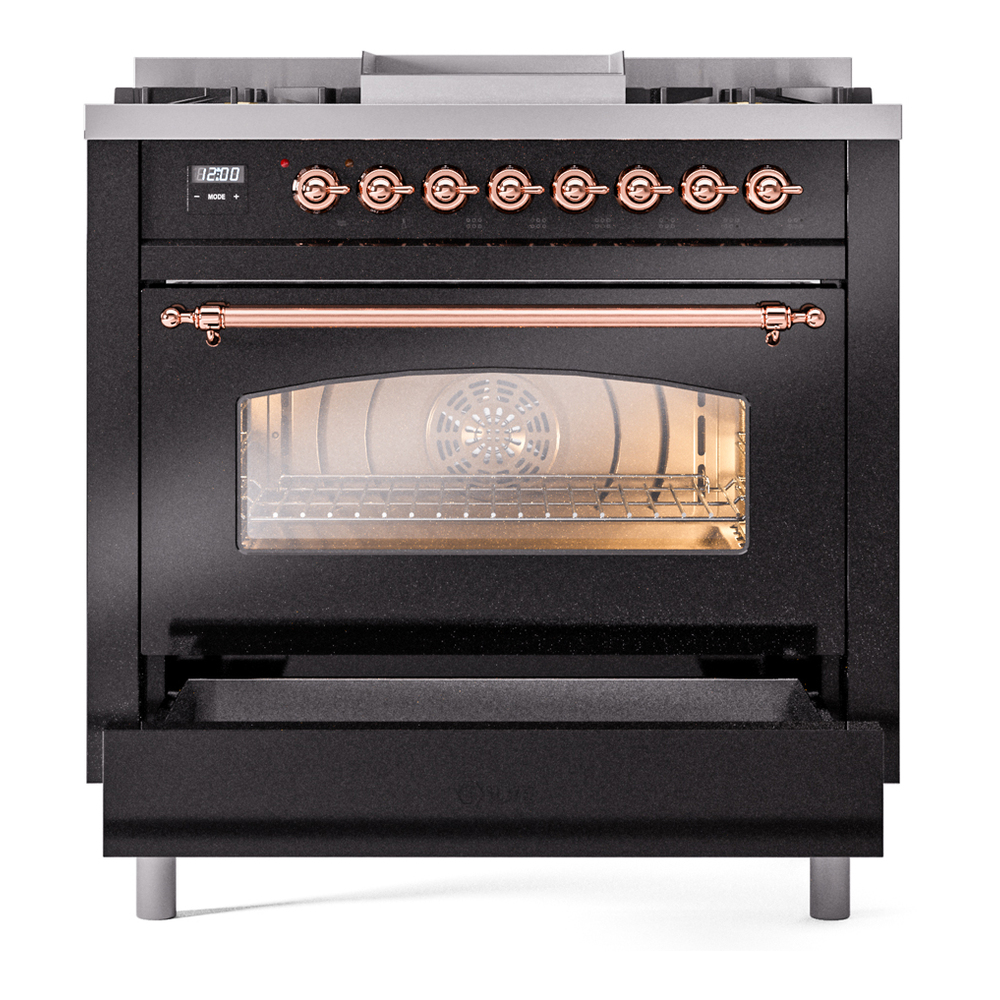 Nostalgie II 36 inch Dual Fuel Range with 6 Burners and Griddle UP36FNMPBKP