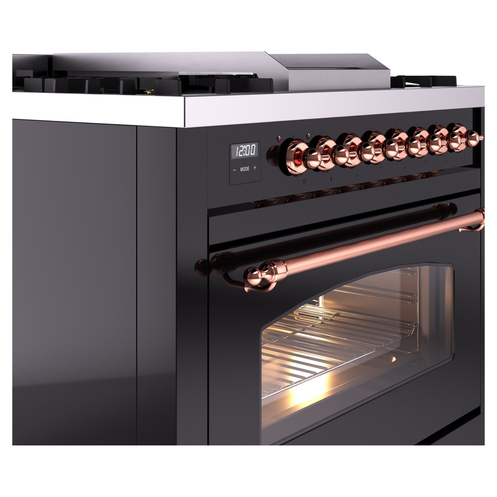 Nostalgie II 36 inch Dual Fuel Range with 6 Burners and Griddle UP36FNMPBKP