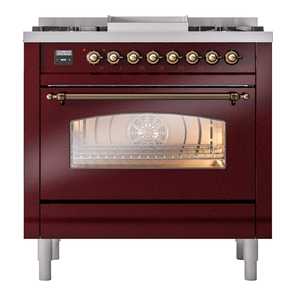 Nostalgie II 36 inch Dual Fuel Range with 6 Burners and Griddle UP36FNMPBUBLP