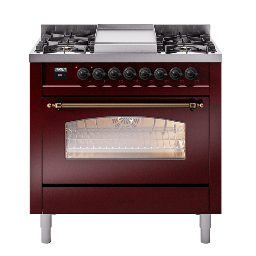 Nostalgie II 36 inch Dual Fuel Range with 6 Burners and Griddle UP36FNMPBUB