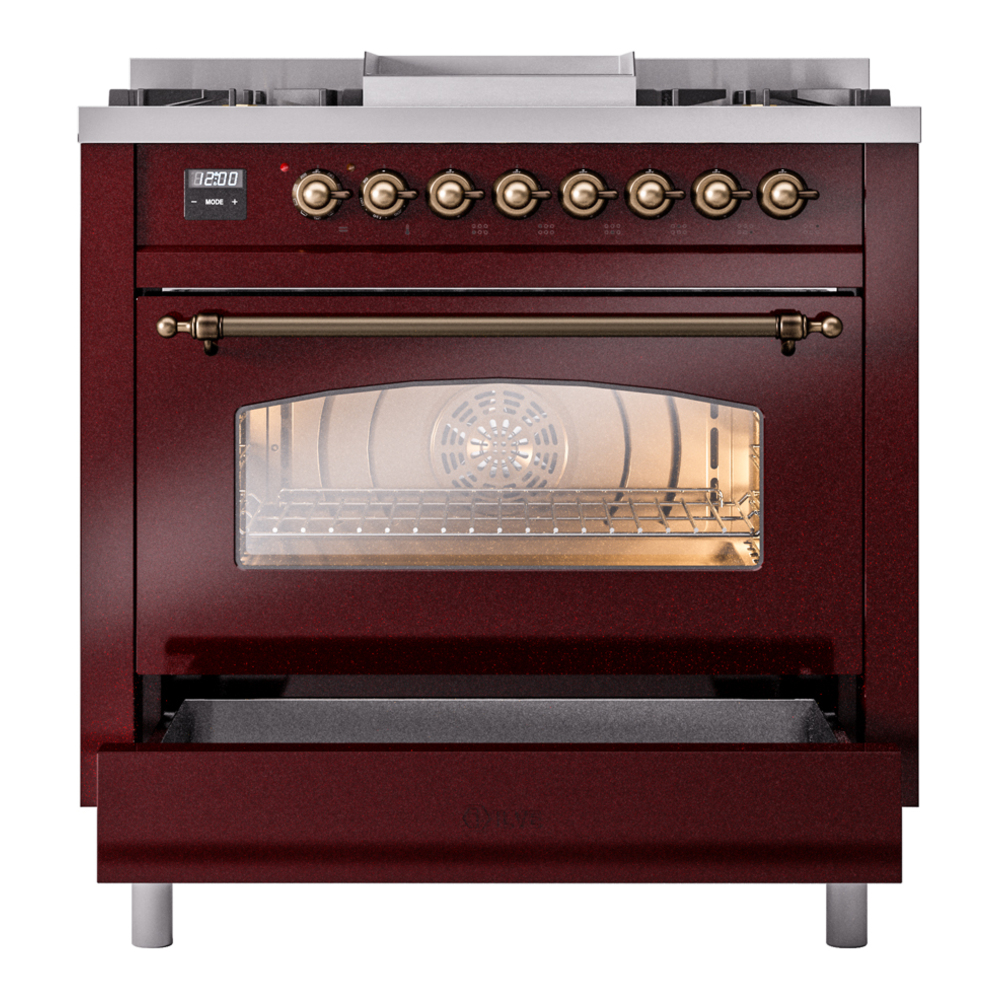 Nostalgie II 36 inch Dual Fuel Range with 6 Burners and Griddle UP36FNMPBUB