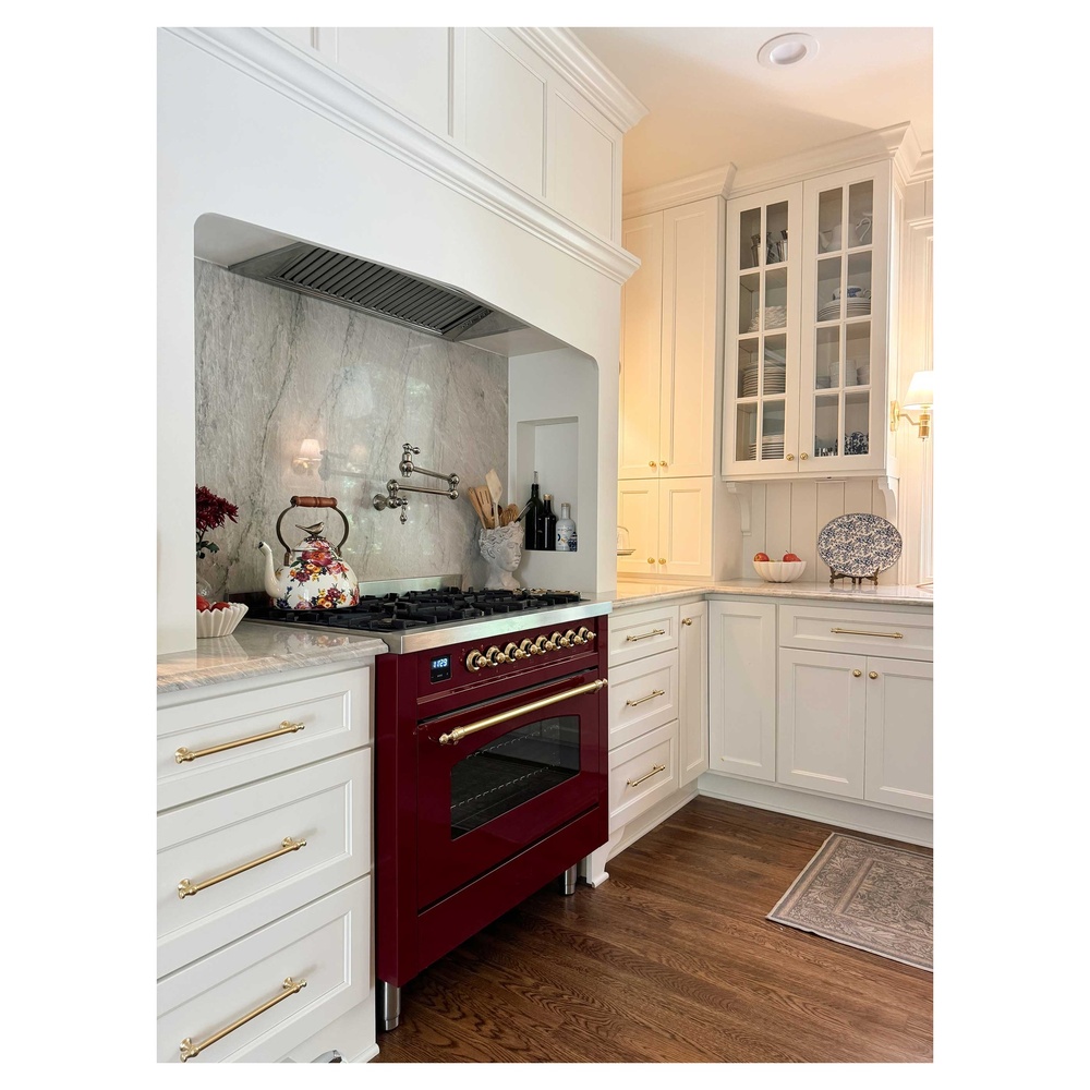 Nostalgie II 36 UP36FNMPBUG Freestanding Dual Fuel Range with 6 Sealed Burners with Griddle Single Oven with Triple Glass Door with Brass knobs UP36FNMPBUGLP