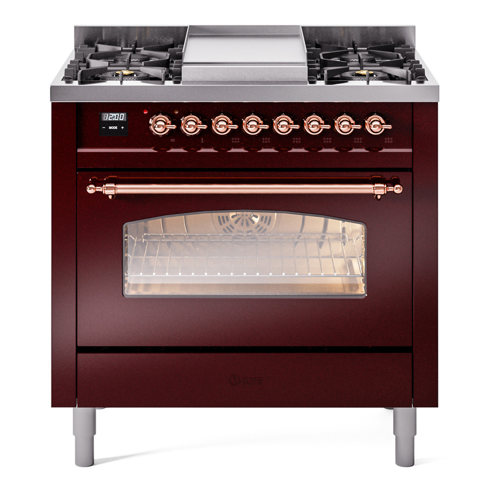 Nostalgie II 36 inch Dual Fuel Range with 6 Burners and Griddle UP36FNMPBUPLP