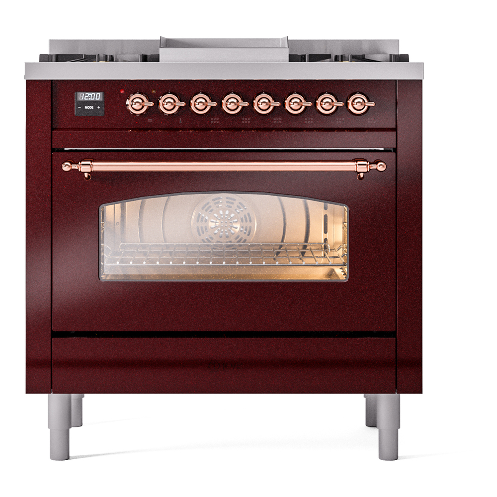 Nostalgie II 36 inch Dual Fuel Range with 6 Burners and Griddle UP36FNMPBUPLP