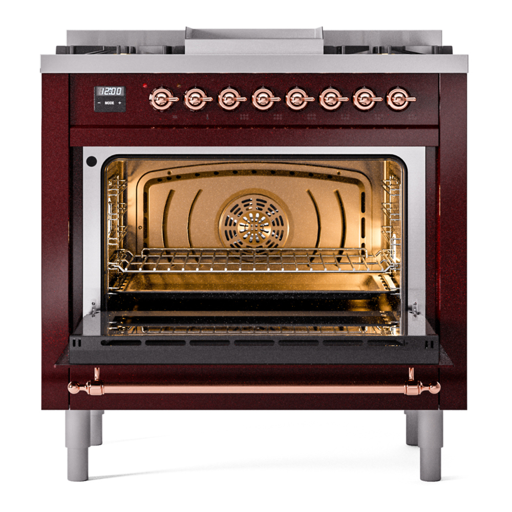 Nostalgie II 36 inch Dual Fuel Range with 6 Burners and Griddle UP36FNMPBUPLP