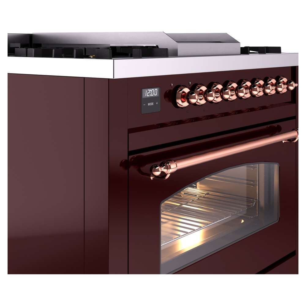 Nostalgie II 36 inch Dual Fuel Range with 6 Burners and Griddle UP36FNMPBUPLP