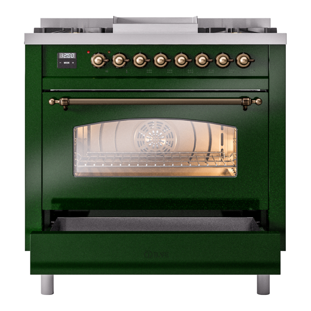 Nostalgie II 36 inch Dual Fuel Range with 6 Burners and Griddle UP36FNMPEGBLP